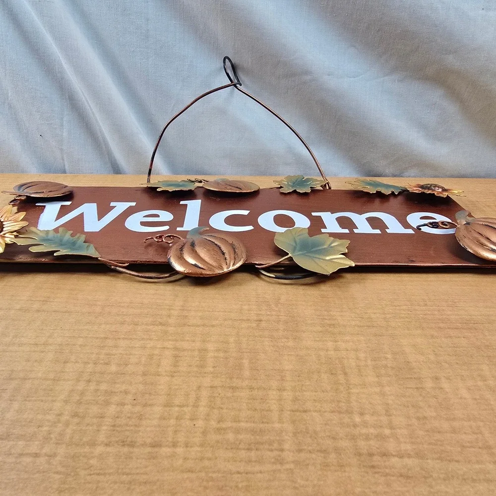 Thanksgiving Halloween Fall Autumn Hanging Welcome Sign Tin ~13